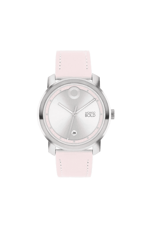 BOLD 3600994 Silver Dial Light Pink Mauve Chalk  Leather Strap Womens Watch