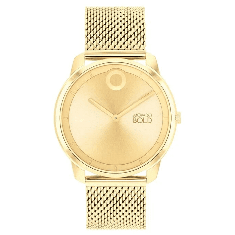 Movado 3601015 Gold Dial Gold Stainless Steel Mesh Bracelet Mens