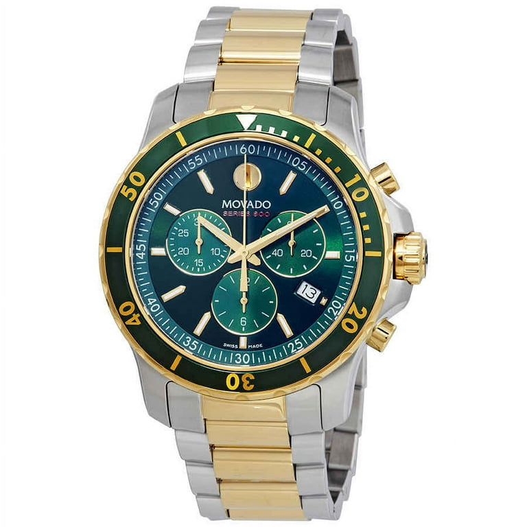 Movado 800 Two Tone Men s Watch with Green Dial Chronograph Date Function Swiss Made 2600148 Walmart