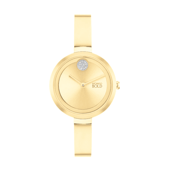 Movado Bold 3601007 Trend Gold Dial Gold Stainless Steel Bangle Womens Watch