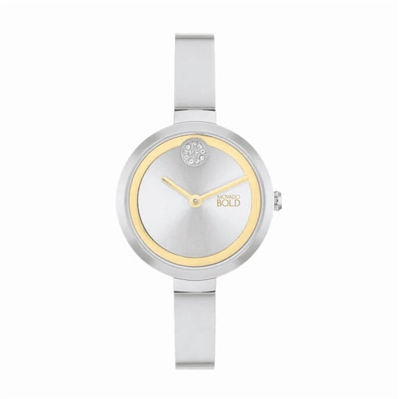 Movado Bold 3601010 Silver Dial Silver Stainless Steel Bangle Womens Watch