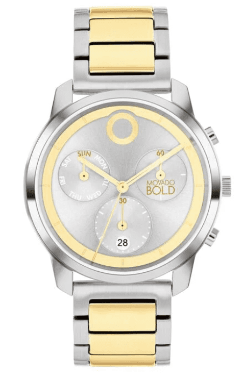Movado Bold 3601022 Trend Element Silver Chronograph Dial Two Tone