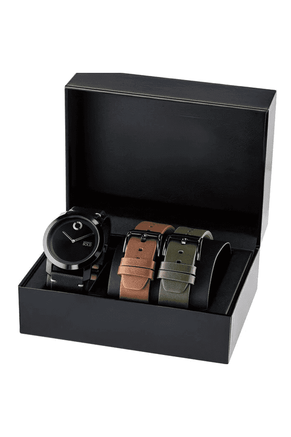 Bold 3601054 Black Dial Black/Brown/Green Leather Strap Men's Watch Set