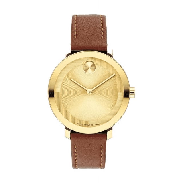 Movado Bold 3601102 Evolution 2.0 Gold Dial Brown Leather Strap Womens ...