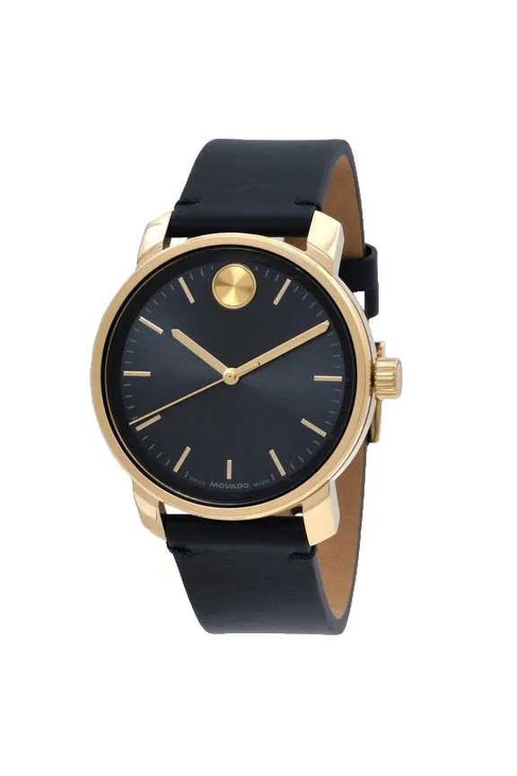 Bold 3601173 Dark Blue Dial & Leather Strap Quartz 41MM Gold Mens Watch