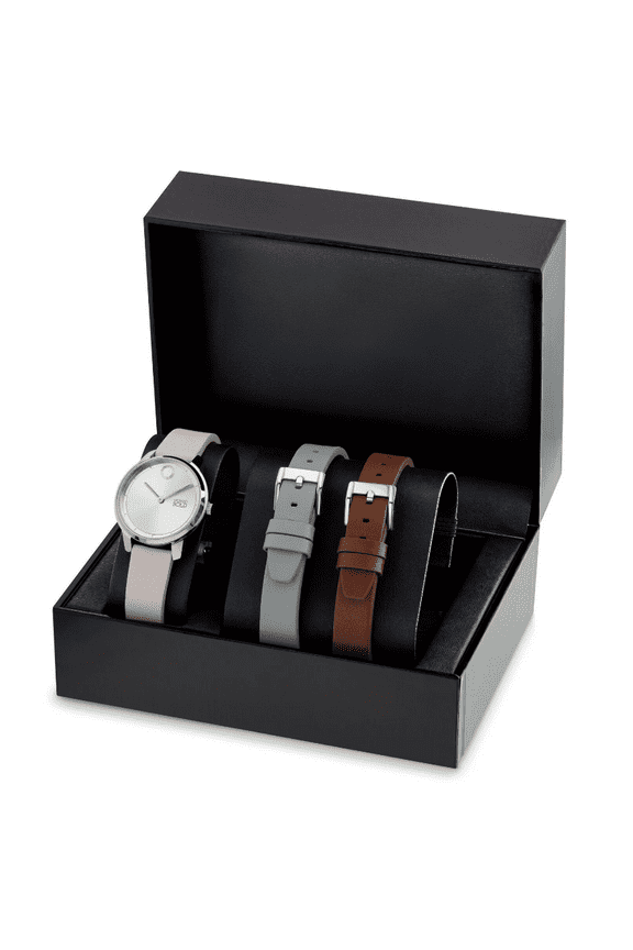 Bold 3601241 Silver Dial Pink/Grey/Brown Leather Strap Women's Watch Set