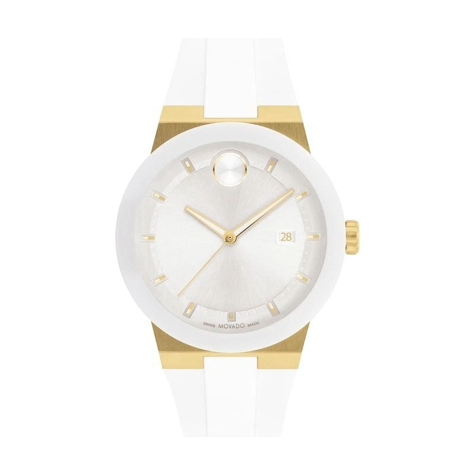 Movado Bold Fusion 3600899 Two Tone Gold White Silicone Strap 44mm Men ...