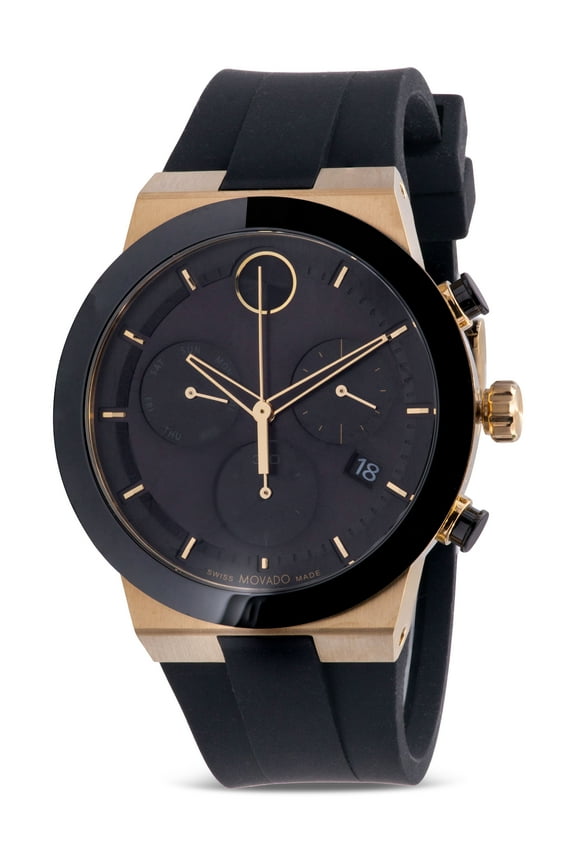 Bold Fusion Gold Ion Rubber Chronograph Mens Watch