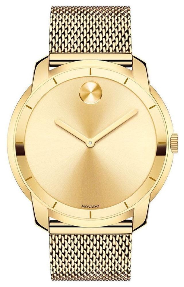 Movado Bold Gold Tone Stainless Steel Gold Dial Mesh Band Quartz Mens Watch 3600373 Walmart
