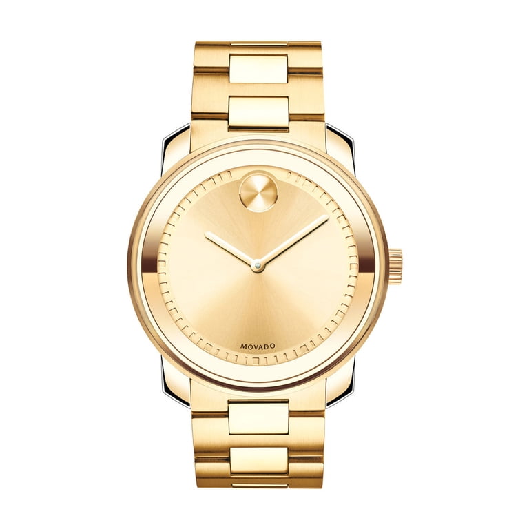Movado Bold Gold Dialed Analog Watch, 42.5mm, Stainless Steel