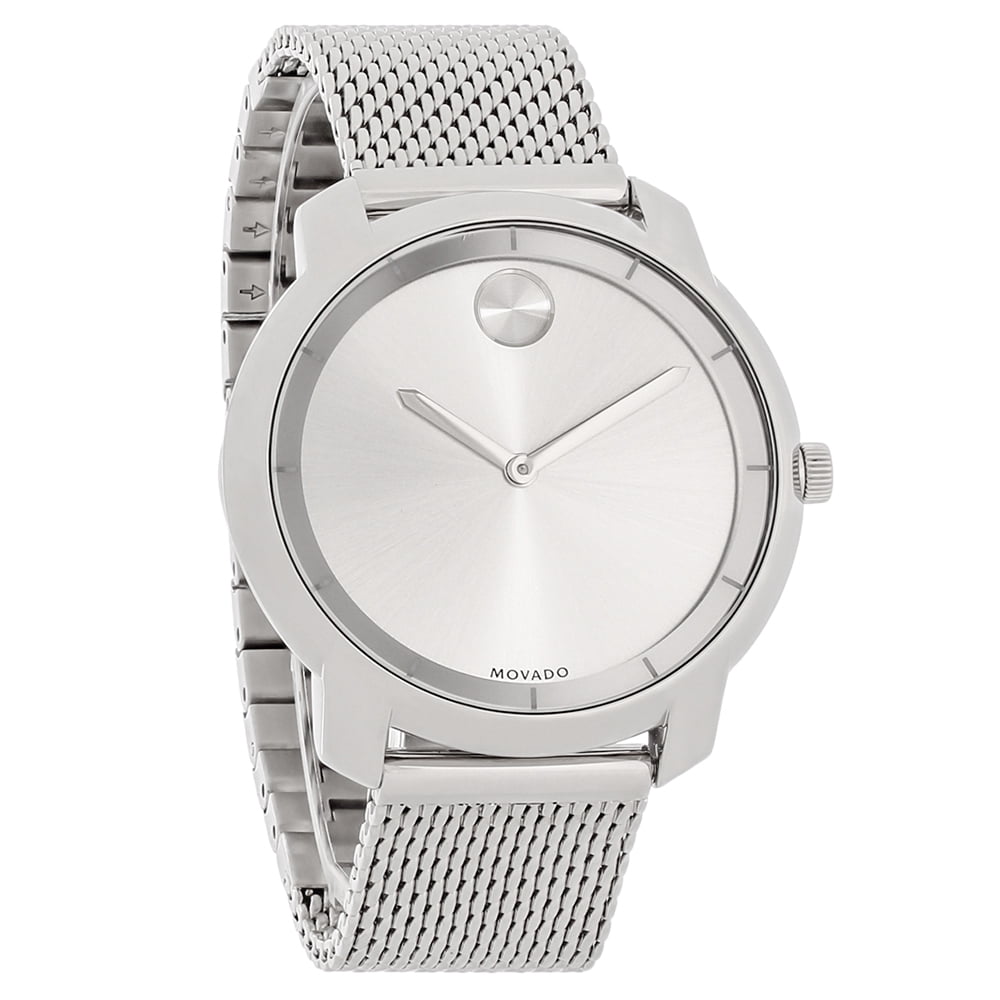 Movado Silver Sunray Dial Crystal Bezel Mesh Bracelet Women’s Watch St. John main image 4