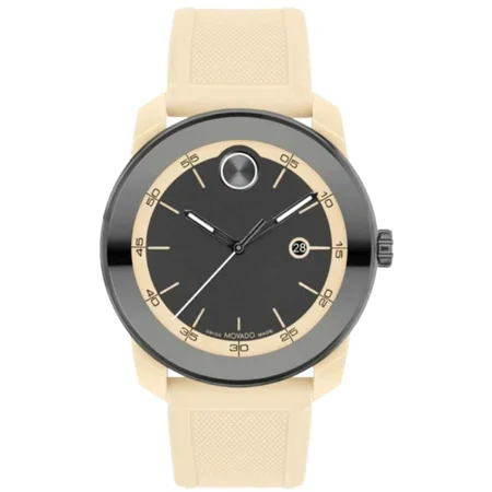 Movado Bold TR90 3601207 Light Brown Silicone Strap Swiss 42MM Men's Watch
