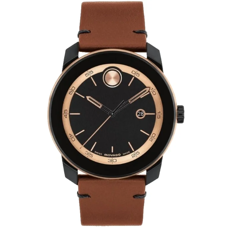 Movado Bold TR90 3601278 Black Dial Brown Leather Strap Quartz
