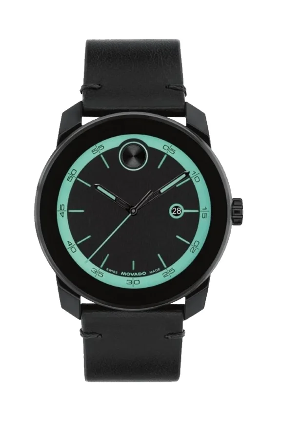 Bold TR90 3601279 Black Dial Black Leather Strap Quartz 42MM Mens Watch