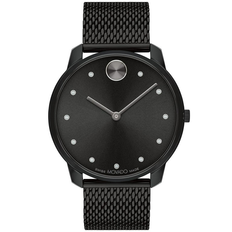 Movado Mens Bold Black Dial Quartz Watch 3600904 Stainless Steel Water Resistant Walmart