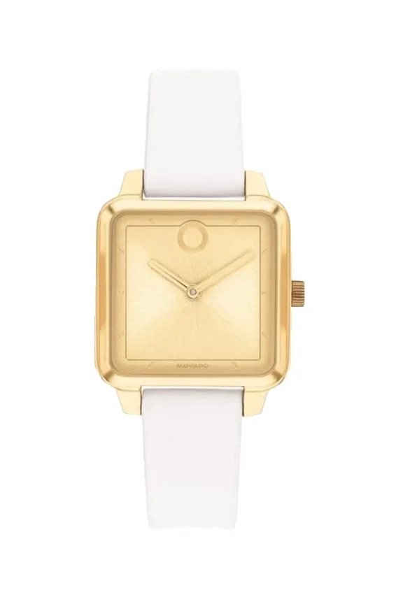 Trend 3601371 Gold Dial White Leather Strap 27mm Gold Womens Watch
