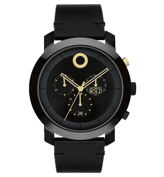 Movado Bold Trend Impulse 3601064 Black Tr90 Case Leather Strap