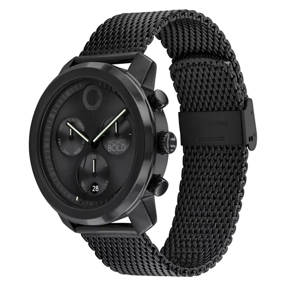 Movado Bold Trend Propel 3601047 Black Chronograph Mesh Band 44MM Men's Watch