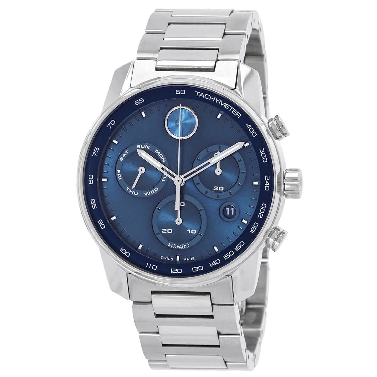 MOVADO QUARTZ  BLUE DIAL SAPPHIRE CRYSTAL. Movado Bold Quest Chronograph Mens Watch with Blue Dial and  main image 4