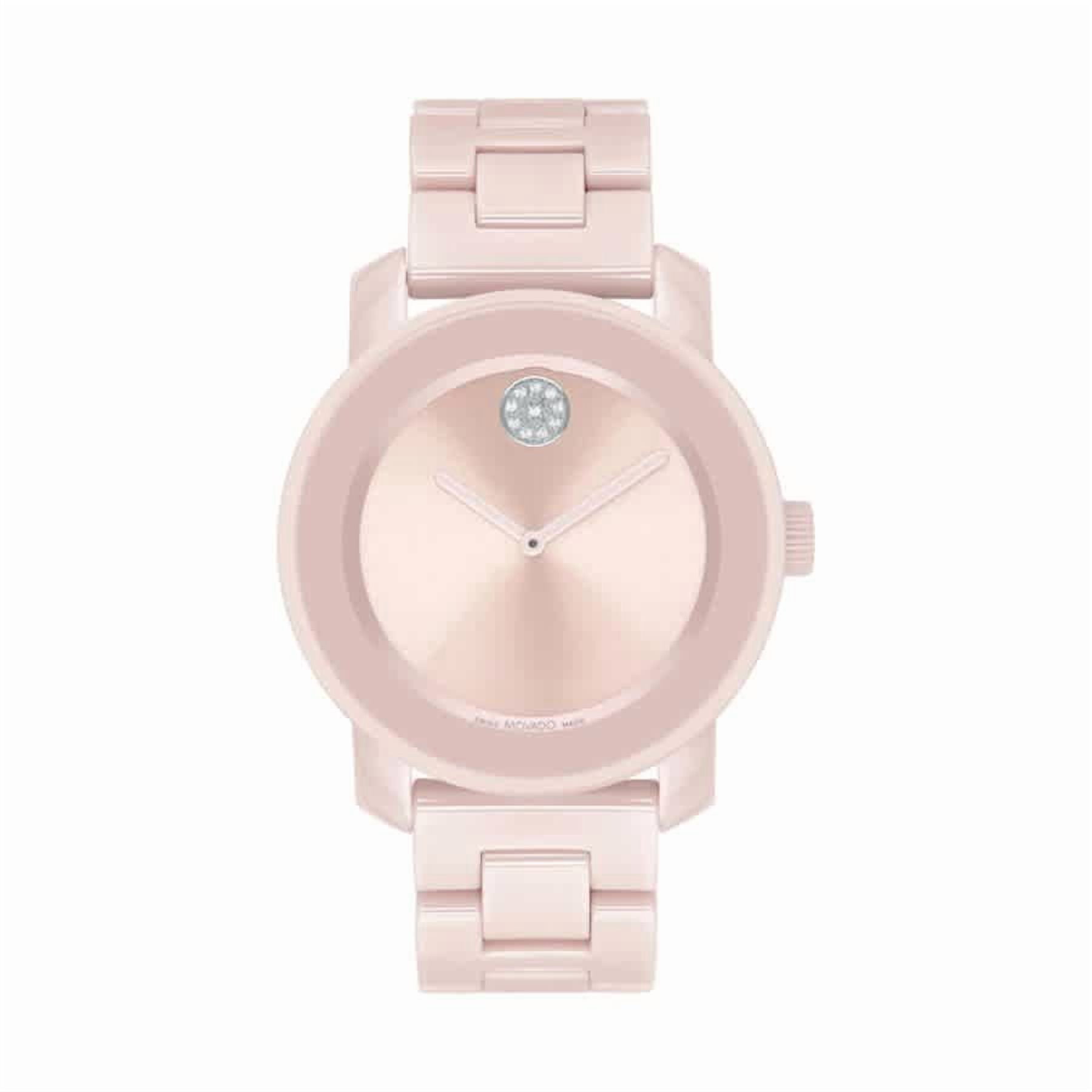 MOVADO Bold Women's Pink Dial Ceramic Swiss Quartz Watch 3600804