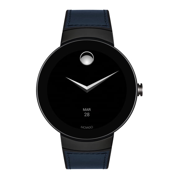 Movado Connect Digital Smart Module Black PVD Smartwatch, Grey/Black & Navy Strap (Model 3660020)