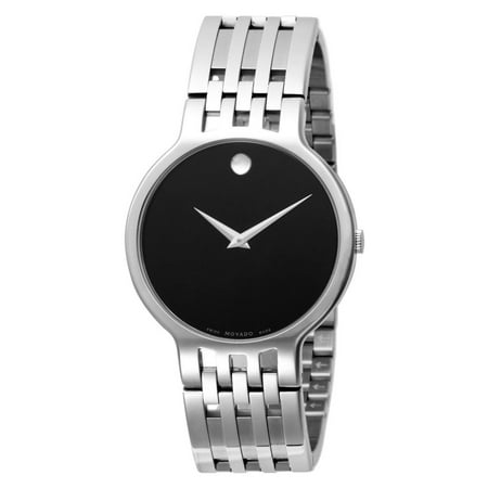 Movado Esperanza Mens Stl Steel Black Dial Swiss Quartz Watch 0606042