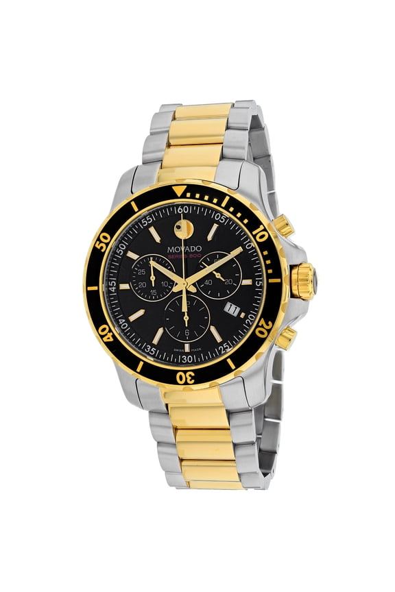 Men's 2-Tone Chronograph Black Dial Watch - 2600146