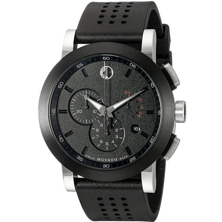 Movado Men's Museum 0606545 Black Rubber Swiss Chronograph Watch