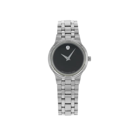 Movado Metio Stainless Steel Black Dial Quartz Ladies Watch 0606204