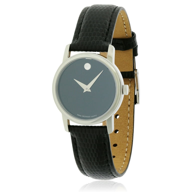 Movado Museum Black Dial Black Leather Strap Ladies Watch  display picture 3