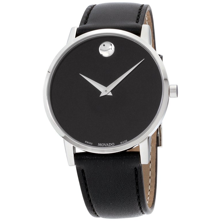 Men's swiss museum classic black leather strap sale watch 40mm