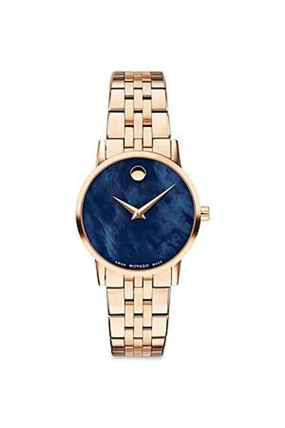 Museum Classic Watch, 28mm 607354 Rose Gold tone  Blue dial