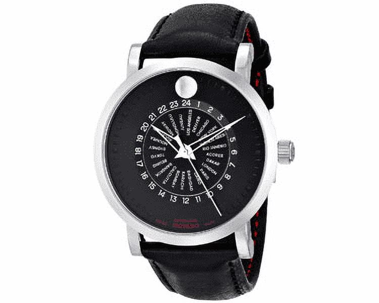 Movado Red Label Automatic Leather Mens Watch - Black