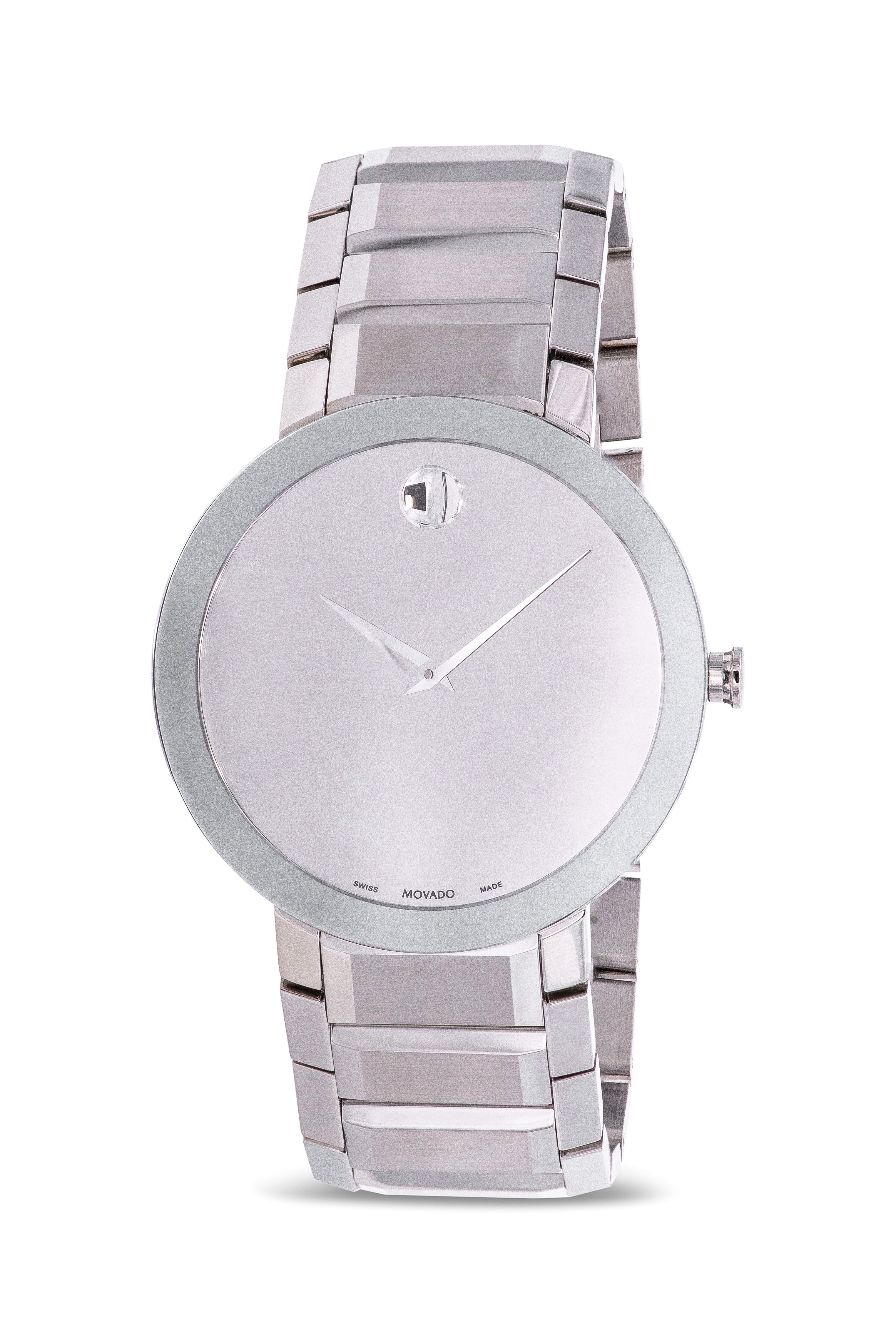 Movado Sapphire Men's Mirror Dial Swiss Quartz Watch 0607178