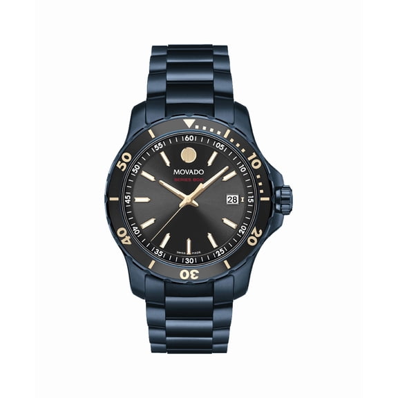 Movado  Series 800 Black Dial Blue Steel Unisex Watch 2600160