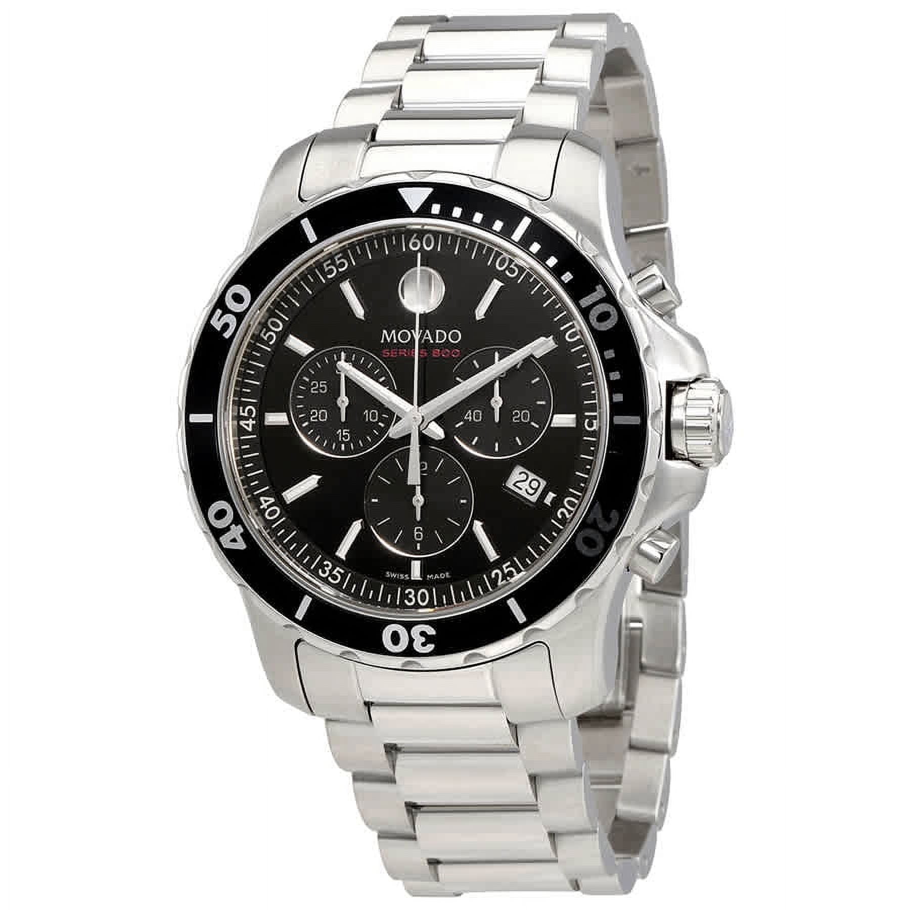 Black Series 2600142 Movado Dial 800 Chronograph Men\'s Tone 42mm Watch Silver