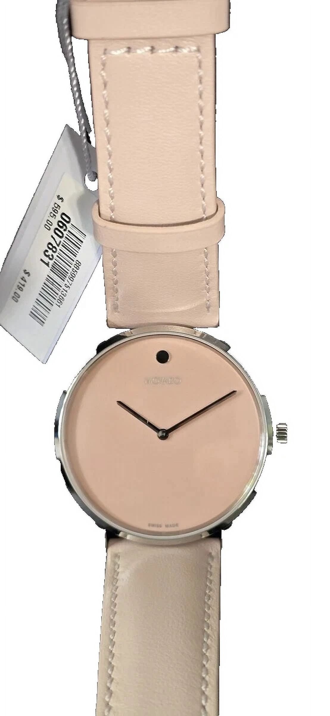 Movado Pink Leather Strap Watch Movado Modern 47 Pink Dial & Pink Leather Strap Swiss Gold  main image 4