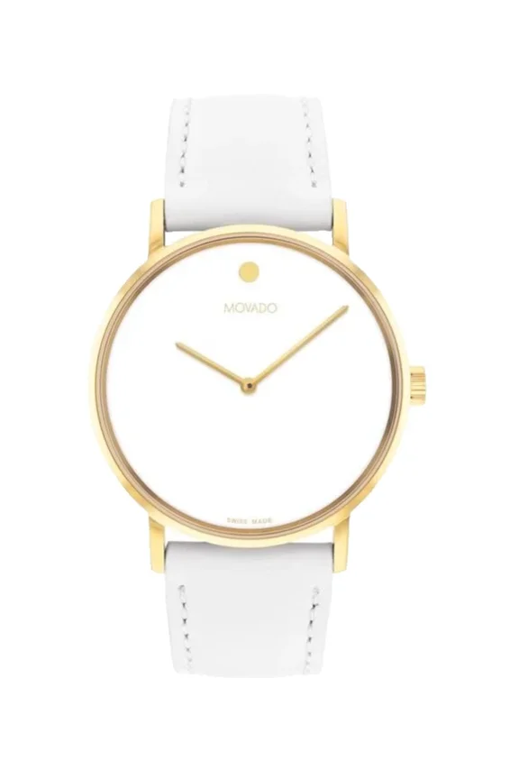 Signature 0608097 White Dial White Leather Strap 40mm Womens Watch