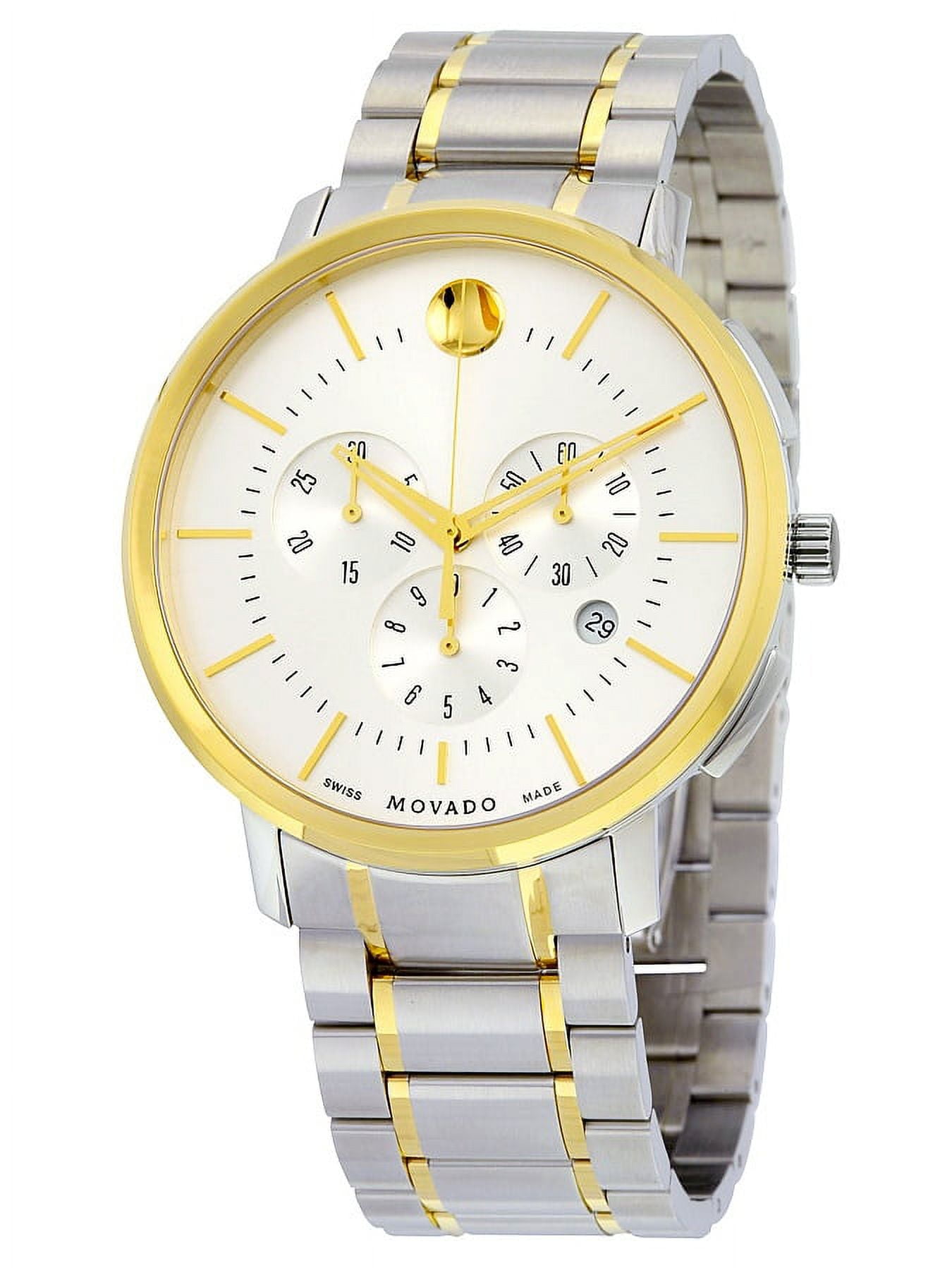 Movado Thin Classic Chronograph Silver Soleil Dial Two tone Stainless Steel Mens Watch 0606887 Walmart