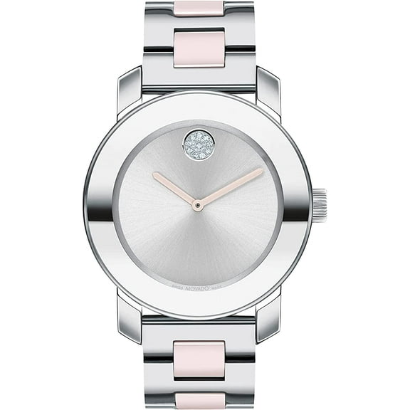 Movado Women's Bold Ceramic Swiss Quartz Watch with Stainless Steel Strap, Two Tone, 18 (Model: 3600801)