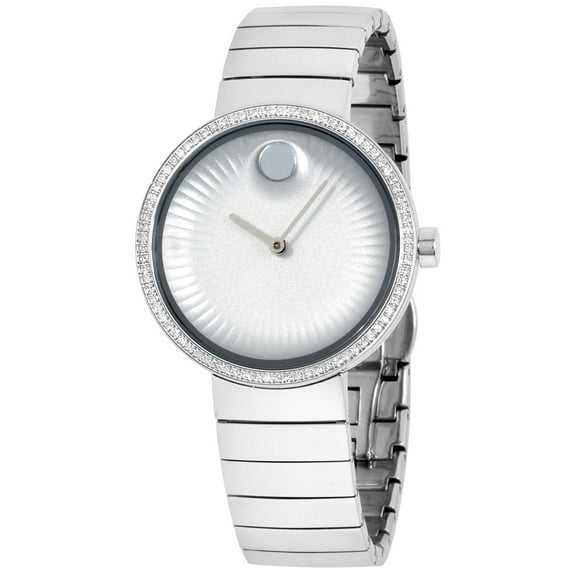 Movado Women's Diamond 34mm Steel Bracelet Case Sapphire Crystal Quartz Silver-Tone Dial Watch 3680033