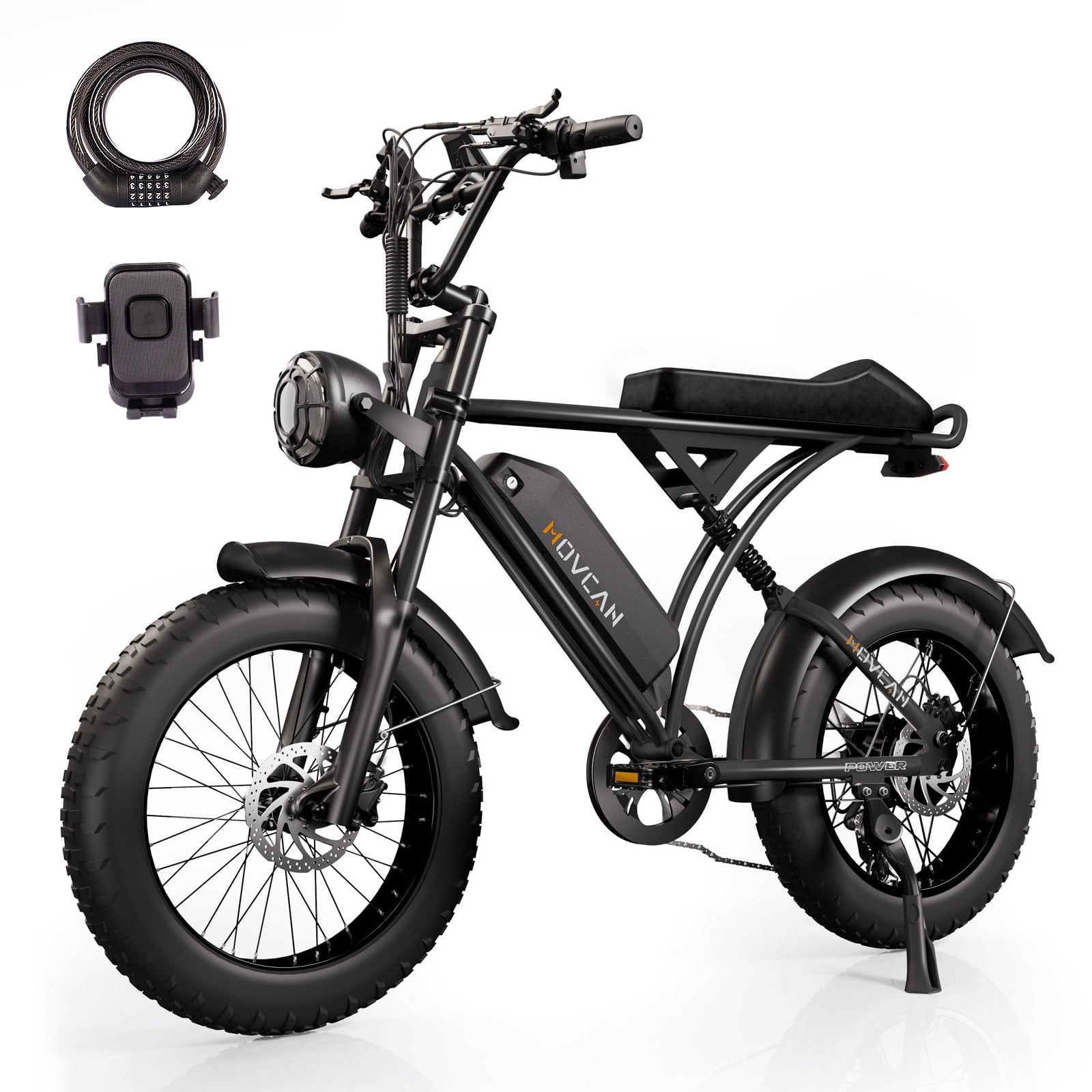 Movcan 20" Fat Tire Electric Bike for Adult, 1000W Mountain Ebike, 48V 15.6Ah Removable Battery, 7 Speed Disc Brake E-Motorcycle Bike UL2849