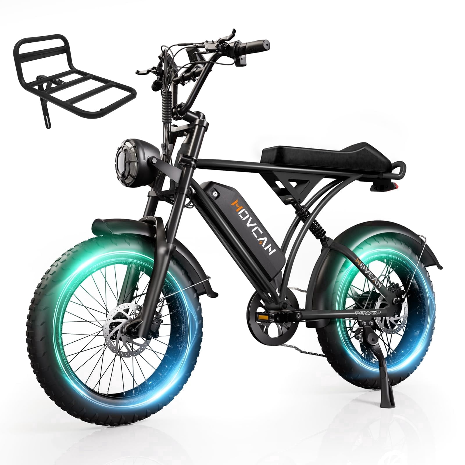 Movcan 20" Fat Tire Electric Bike for Adult,1500W 33MPH Mountain Ebike, 48V 18.2Ah Removable Battery, 7 Speed Hydraulic Disc Brake E-Motorcycle Bike UL2849