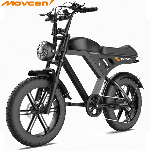 Movcan 1500W Electric Bike, 48V 15.6Ah Removable Battery, 28 MPH EBike with 20"x4" Fat Tires, Full Suspension, 70 mi Range, Shimano 7-Speed, Hydraulic Disc Brakes - ,UL2849, Black
