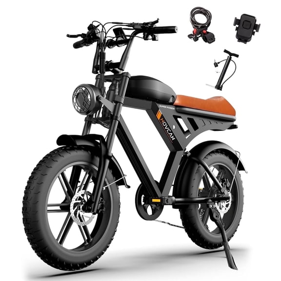 Movcan V30 Electric Bike for Adult, 1000W 20" Fat Tire 48V 15.6AH Removable Battery, 28MPH 7-Speed Disc Brake Off-Road Mountain Ebike UL2849