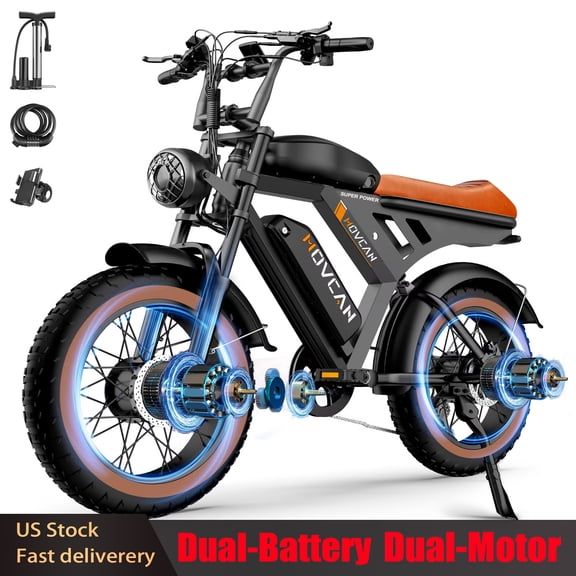 MOVCAN V30 PROMAX Electric Bike for Adults, 750W Dual Motor, 28 MPH Class 3 E-Bike, 48V 40Ah Dual Battery, 20 x 4 in Fat Tires, Hydraulic Disc Brakes, UL 2849