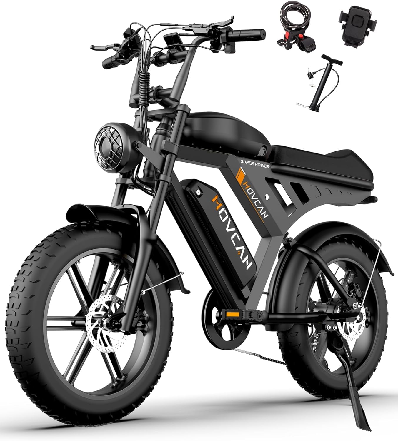 Movcan V30MAX Electric Bike for Adult, 1500W 32MPH Mountain Ebike, 48V 31.2AH 20" Fat Tire Full Suspension Electric Bicycle UL2849