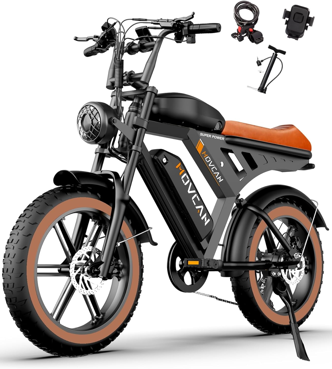 Movcan V30Max Dual Battery Electric Bike for Adult, 1500W 20" Fat Tire 48V 31.2AH Removable Battery, 32MPH 7-Speed Hydraulic Brake Off-Road Mountain Ebike UL2849