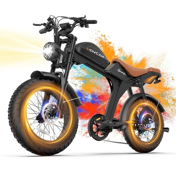 Movcan V70 Electric Bike for Adults, Peak 2500W 35mph 52V 23.4Ah Mountain Ebike,20" Fat Tire Full Suspension UL2849