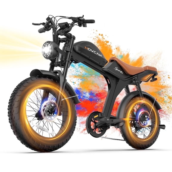 Movcan V70 Electric Bike for Adults, Peak 2500W 35mph 52V 23.4Ah Mountain Ebike,20" Fat Tire Full Suspension UL2849
